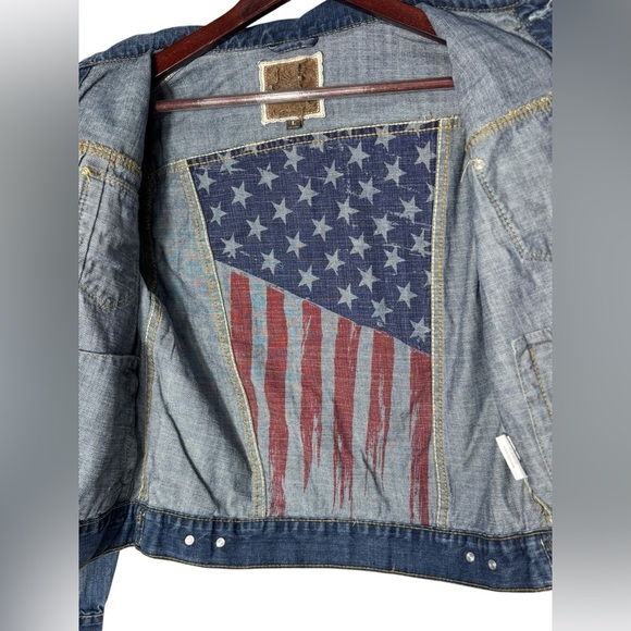 Cody James Jean Jacket, U.S. Flag Inside, Youth Unisex Size Large 100% Cotton - Picture 3 of 16
